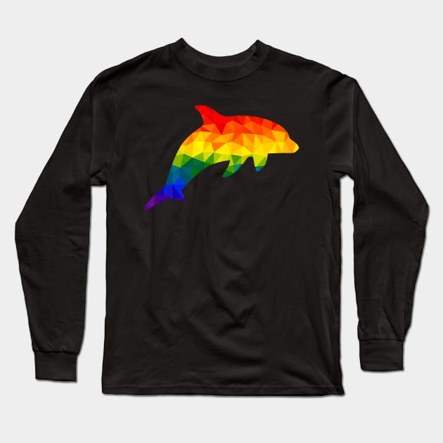 Rainbow Dolphins Long Sleeve T-Shirt by Paintgolden